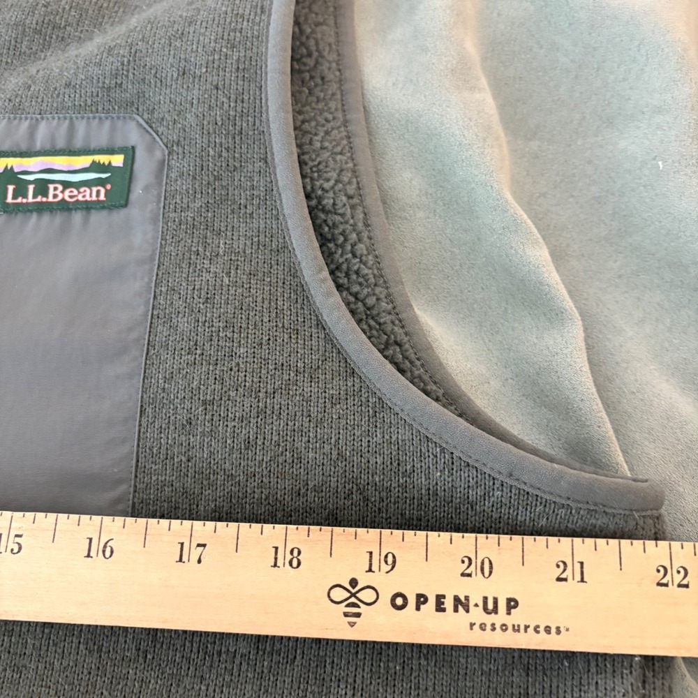 LL Bean Sweater Fleece Vest XL Green Heather‎ Full Zip Pocket Gorpcore Prep - Picture 5 of 7